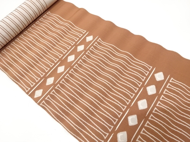 アンティーク　抽象模様織り出し　八寸帯地反物